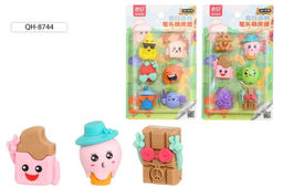 Набор ластиков 6шт. "Веселые фрукты/Food" (QH-8744) в блистере 17*10,5см