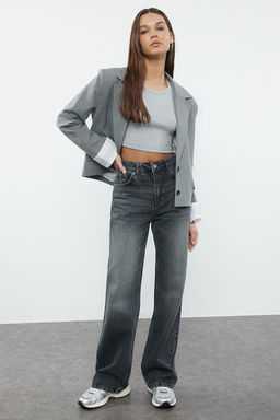 TRENDYOLMILLA Antrasit Yuksek Bel Wide Leg Jeans TWOAW25JE00101