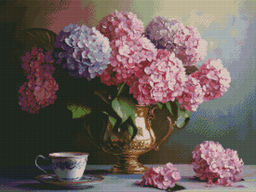 Вышивка крестиком 40х50см, Розовые гортензии