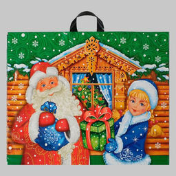 Цена за 25 шт. Новый год. Пакет "Новый Год у ворот", полиэтиленовый с петлевой ручкой, 71х55 см.