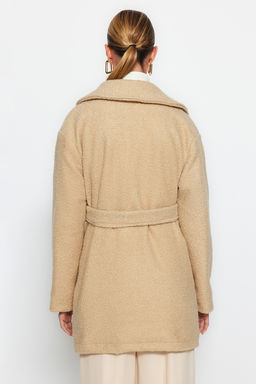 Bej Oversize Genis Kesim Kusakl? Buklet Kaban TWOAW24KB00057