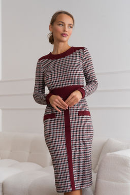 Платье Open Style 5913 бордовый/черный