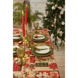 Скатерть новогодняя Доляна Новогодние игрушки 145*220 +/- 2 см, 100% п/э  фото 4