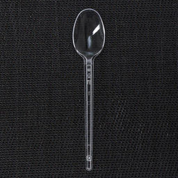 Цена за 100 шт. Одноразовая ложка чайная, 12.5 см, полипропилен, прозрачная