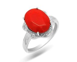 Кольцо из серебра коралл, МЦВ001