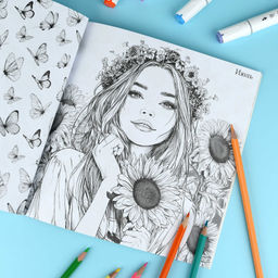 Книжка-раскраска. Серия "Красивые девушки" арт. 73363 СИМФОНИЯ ГОДА /215х215 мм, 16 л., блок - офсет 100 г/м?, печать в одну краску, обл - мелованный картон 200 г/м?, мягкий переплёт (2 скобы),