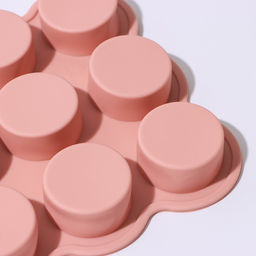 Форма для выпечки Доляна «Круг», 15.5×15.5×2 см, 9 ячеек (d=3.8 см), силикон, розовая