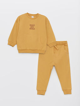 Bisiklet Yaka Uzun Kollu Bask?l? Erkek Bebek Sweatshirt ve E?ofman Alt 2li Tak?m