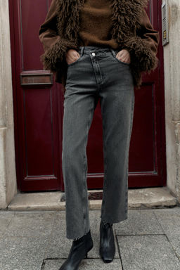 JEANS Z1975 STRAIGHT TIRO ALTO CINTURA CRUZADA / Gris oscuro - Zara фото 2