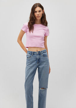 Lila Basic Tisort - Mavi фото 2