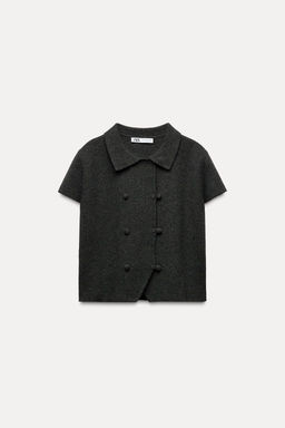 PLAIN KNIT SHORT SLEEVE JACKET - Zara фото 5
