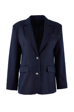 Lacivert Gumus Dugmeli Fitted/Vucuda Oturan Dokuma Astarl? Vatkal? Blazer Ceket TWOSS26BC00015