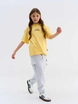 Джоггеры карго Серый меланж утепленные 7+