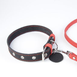 Комплект : ошейник (36-56х2.5 см) и поводок (130х1.5 см), цвет чёрный и малиновый - Пушистое счастье фото 4