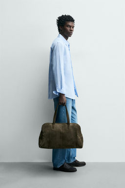 CAMISA REGULAR FIT LINO - ALGOD?N / Celeste - Zara фото 4