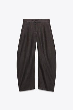 ZW COLLECTION 100% LINEN BALLOON TROUSERS - Zara фото 10