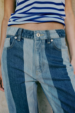 JEANS Z1975 STRAIGHT TIRO MEDIO RAYAS / Azul medio