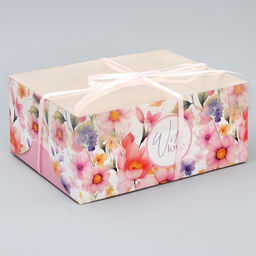 Цена за 5 шт. Коробка для капкейка, кондитерская упаковка, 6 ячеек «Нежность» 23 х 16 х 10 см