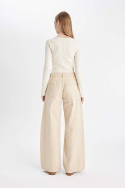 Классные габардиновые брюки с широкими штанинами и нормальной талией Снова в школу - Defacto фото 6