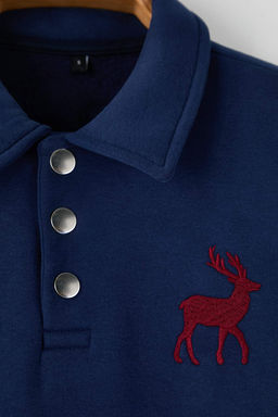 Siyah Yeni Oversize/Genis Kesim Soft Kalite Ici Polarl? Polo Yaka Sweatshirt TMNAW26SW00004 - Trendyolmilla фото 12