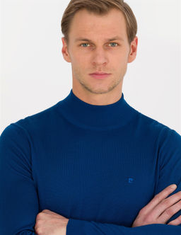 _ndigo Slim Fit Yar_m Bal_k__ Yaka Y_n Kar___ml_ Basic Triko Kazak
