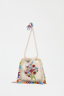 FLORAL EMBROIDERED BUCKET BAG - Zara фото 2
