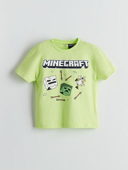 Bisiklet Yaka Minecraft Bask?l? Erkek ?ocuk Ti??rt