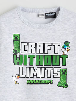 Bisiklet Yaka Minecraft Bask?l? Erkek ?ocuk Kal?n Sweatshirt