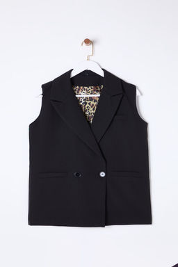 TRENDYOLMILLA Siyah Oversize Leopar Astar Detayl? Dokuma Yelek TWOSS25YE00014 фото 6