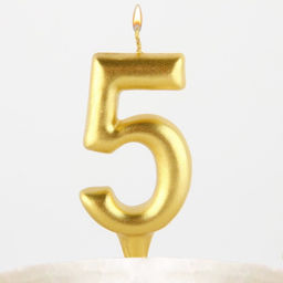 Свеча для торта, цифра «5», золото, 3 х 6 см