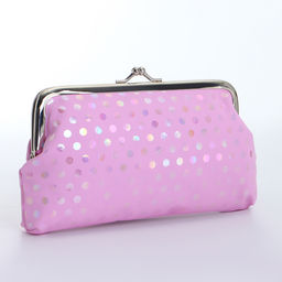 Косметичка женская на фермуаре, маленькая, с принтом Перламутровый горох, розовый