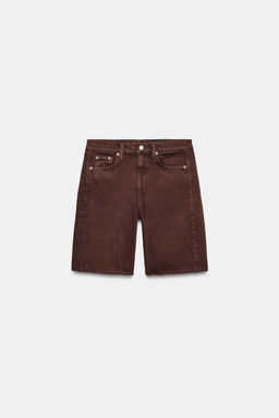 BERMUDA DENIM RELAXED TIRO MEDIO ZW COLLECTION / Granate oscuro - Zara фото 7