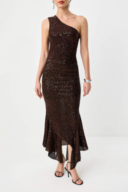 Kahverengi Payet Astarl? Orme Maxi S?k Elbise TPRSS26EL00174 - Trendyolmilla фото 3