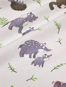 Муслин двухслойный Лесная семейка, ш.1.35м, хлопок-100%, 100гр/м.кв