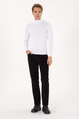 Erkek Koyu Siyah Regular Fit Kanvas / Chino Kadife Pantolon