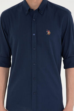 U. S. Polo Assn / Мужская темно-синяя базовая рубашка с длинным рукавом - U.s. polo assn фото 6