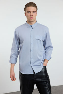 TRENDYOL MAN Limited Edition Gri Oversize Fit Cep Detayl? %100 Pamuk Gomlek TMNAW25GO00019 - Trendyolmilla фото 2