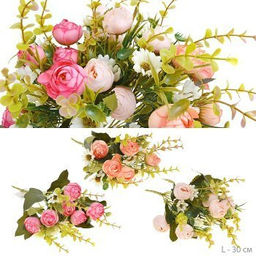 Цветок искусственный Букет роз 30 см / WH-37 /уп 2/300/600/ - Галеонтрейд фото 5