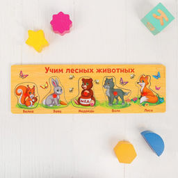 Рамка - вкладыш Учим лесных животных, 5 элементов - Лесная мастерская фото 2