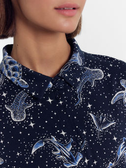 Комплект женский (блузка, брюки) синий со звездным морем - Mark formelle фото 6