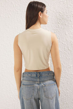 TRENDYOLMILLA Siyah-Beyaz 2li Paket Kolsuz Crop Pamuklu Esnek Orme Atlet TWOSS23AL00010  фото 6