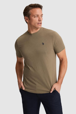 Erkek Haki Regular Fit Bisiklet YakaTi__rt