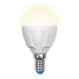 LED-G45 7W/WW/E14/FR PLP01WH Лампа светодиодная. Форма шар, матовая. Серия ЯРКАЯ. Теплый белый свет (3000K). Картон. ТМ Uniel