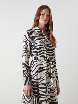 Zebra Desenli Kad?n G?mlek Elbise