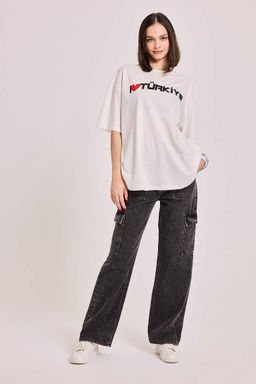 Футболка Cool Oversize с короткими рукавами и принтом - Defacto фото 4