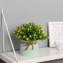 Искусственный цветок в горшке Астра махровая мини, 17?10 см, МИКС