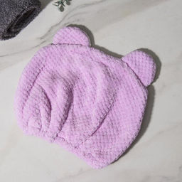 Чалма для сушки волос Доляна Медвежонок, микрофибра, фиолетовая  фото 4