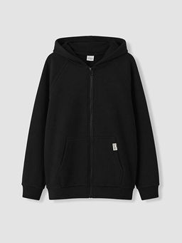 Kap??onlu Erkek ?ocuk Kal?n Fermuarl? Sweatshirt