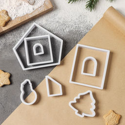 Формы для печенья новогодние Доляна Пряничный домик, набор 8 предметов, пластик, белые