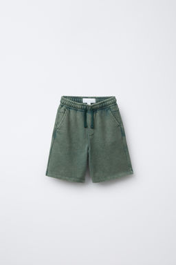 STRAIGHT FIT WASHED BERMUDA SHORTS